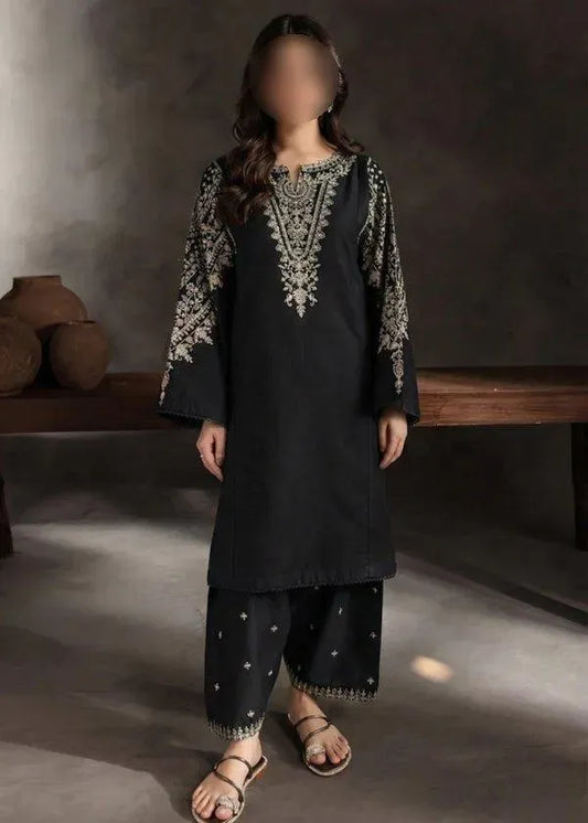 Black Embroidered Lawn Shirt & Cotton Trouser Set - Design 2 - image 2