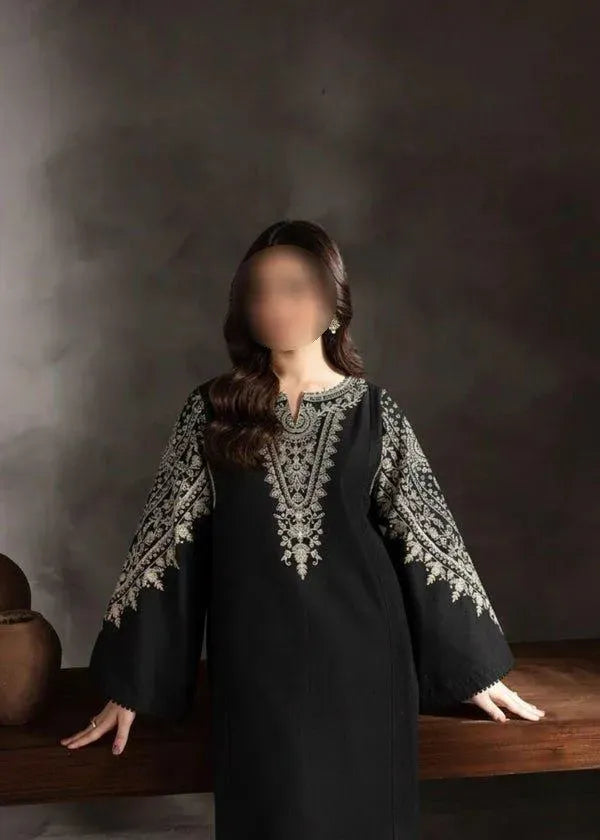 Black Embroidered Lawn Shirt & Cotton Trouser Set - Design 2 - image 3