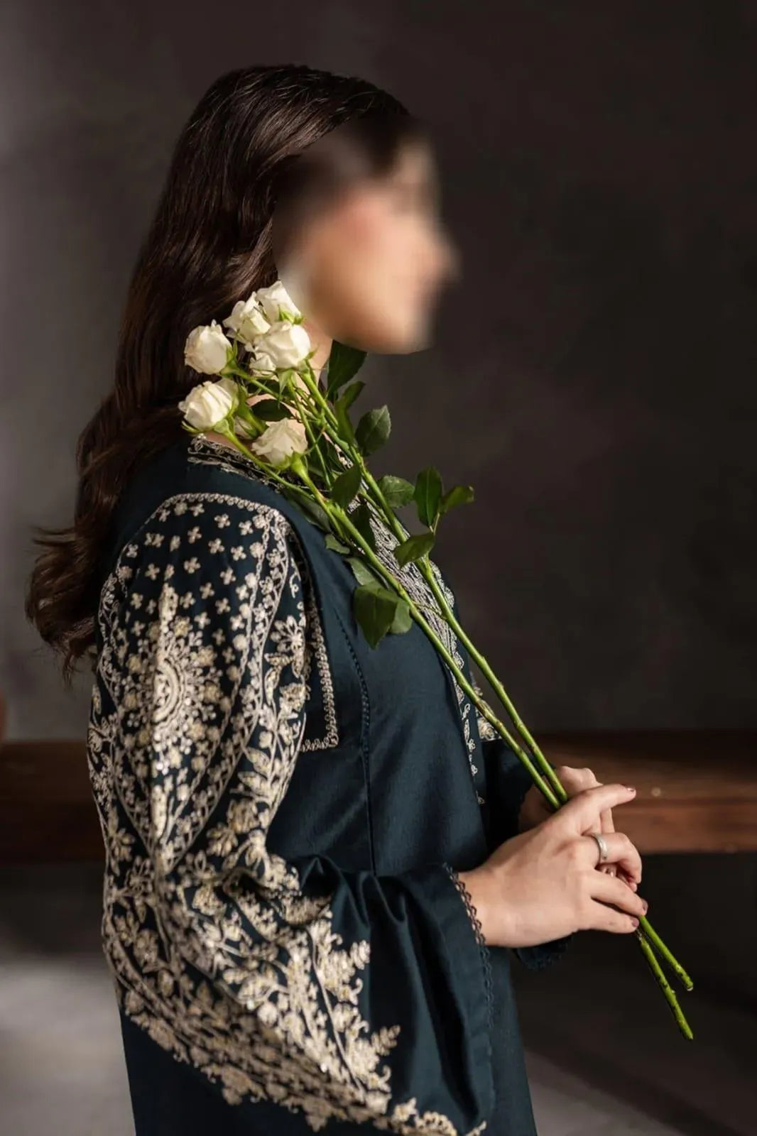 Black Embroidered Lawn Shirt & Cotton Trouser Set - Design 2 - image 4
