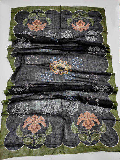 Black Embroidered Lawn 3Pcs Set for Women - Design 2 - image 4