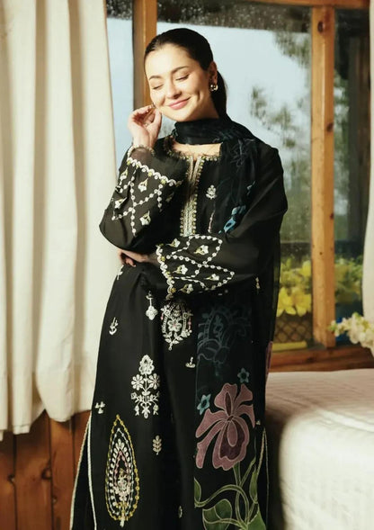 Black Embroidered Lawn 3Pcs Set for Women - Design 2 - image 6