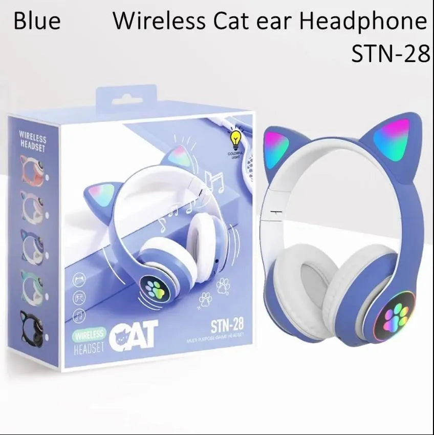 Cat Ear Bluetooth Headphones Pink with LED Lights - image 3