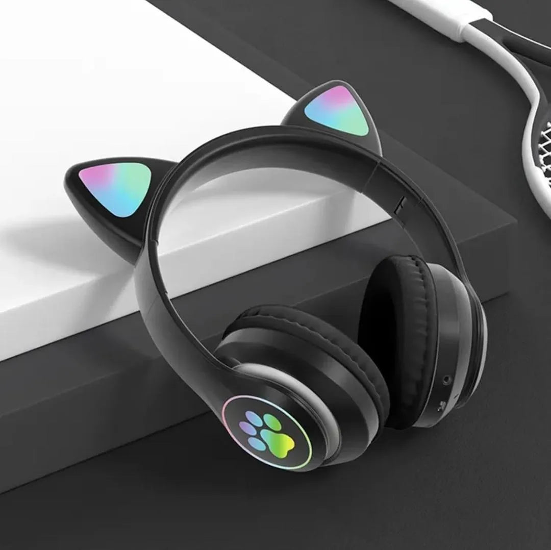 Cat Ear Bluetooth Headphones Pink with LED Lights - image 7