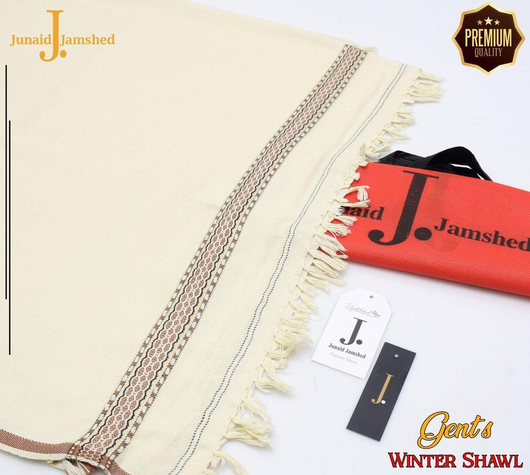 Winter Wool Shawl with Embroidered Border White - image 1