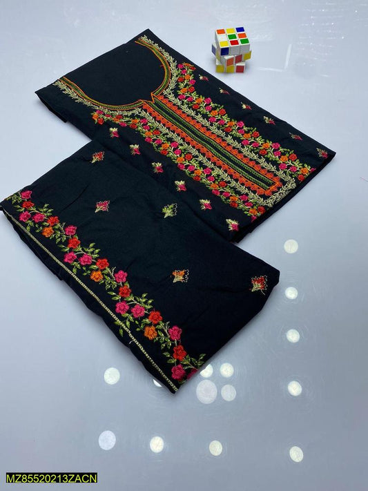Women Cotton Floral Embroidered Suit Eid Wedding Pink Orange Green - image 1
