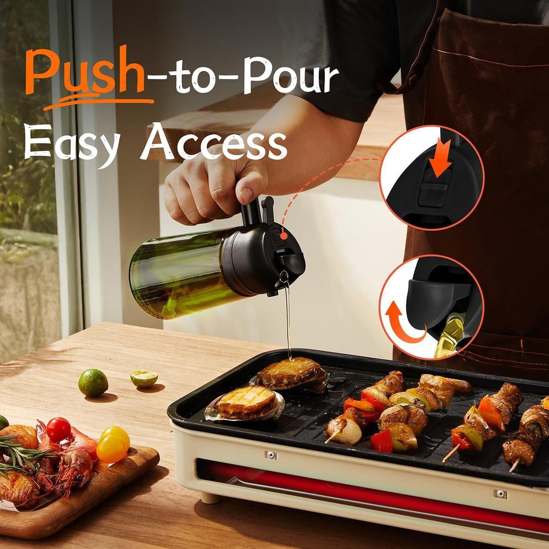 Premium Glass Oil Bottle Black Handle Precision Nozzle - image 3