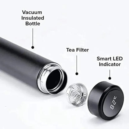 Digital Temperature Water Bottle Black White Stainless Steel - image 2
