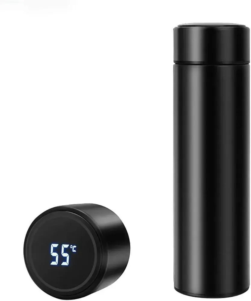 Digital Temperature Water Bottle Black White Stainless Steel - image 3