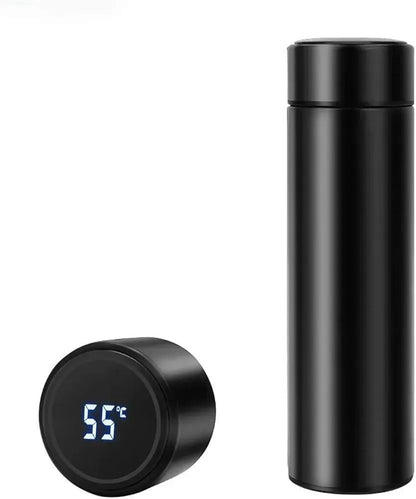 Digital Temperature Water Bottle Black White Stainless Steel - image 3