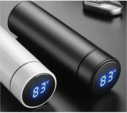 Digital Temperature Water Bottle Black White Stainless Steel - image 5