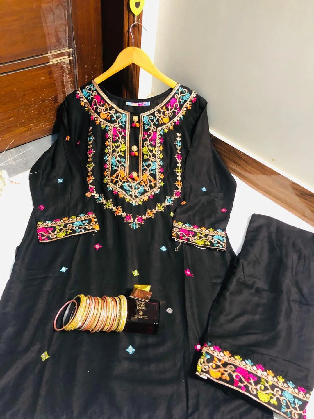 Stylish Embroidered Linen Shirt & Trouser Set for Women - image 3