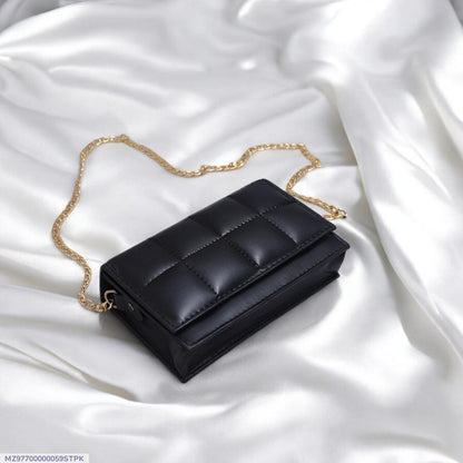 Black Quilted Crossbody Bag for Girls with Gold Chain Strap - image 4