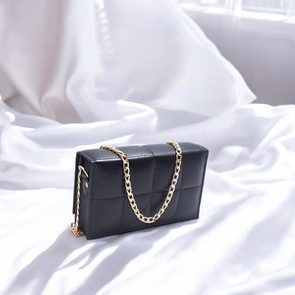 Black Quilted Crossbody Bag for Girls with Gold Chain Strap - image 2