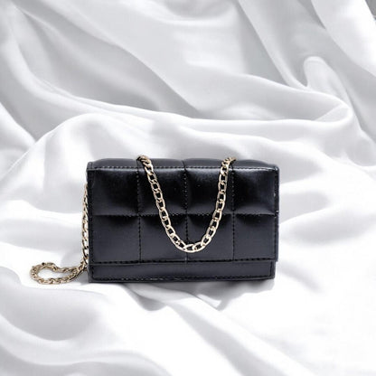 Black Quilted Crossbody Bag for Girls with Gold Chain Strap - image 3