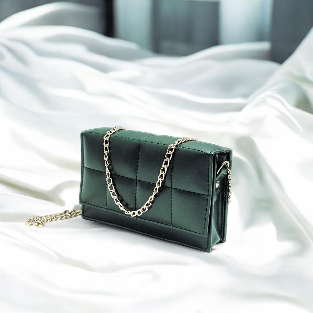 Green Crossbody Bag for Girls with Rose Gold Chain - image 3